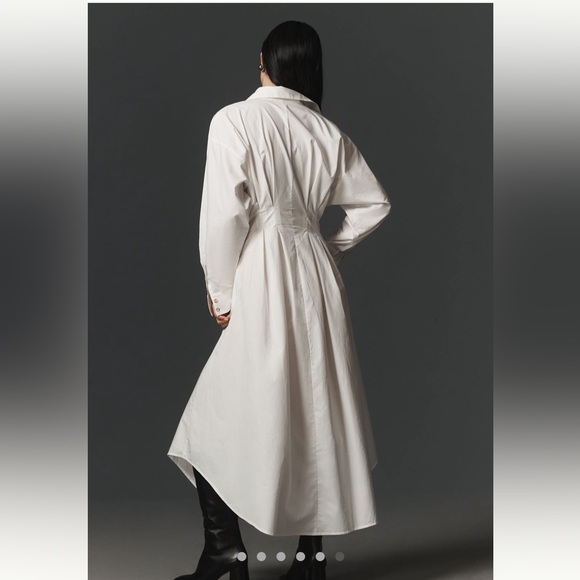 NWT By Anthropologie Pleated Buckle Midi Shirt Dress in Blue - Picture 7 of 9